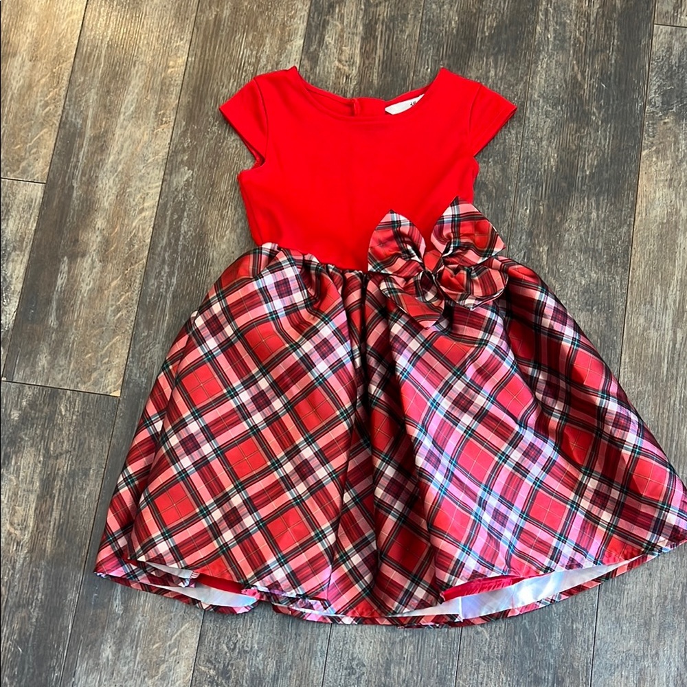 H&M Red and White Fit and Flare Dress with Pleated Skirt